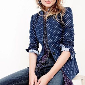 J. Crew Regent Blazer in Linen Polka Dot 0 Navy